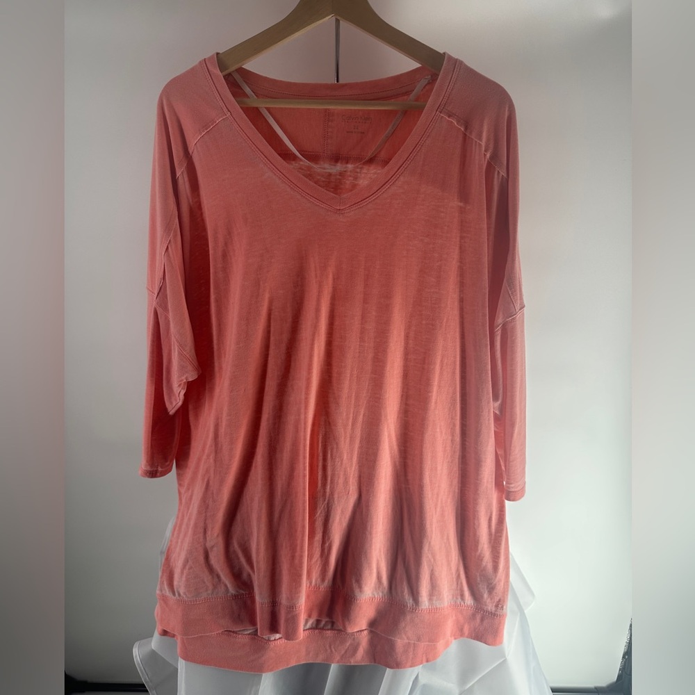 Calvin Klein pink cotton blend athletic yoga shirt